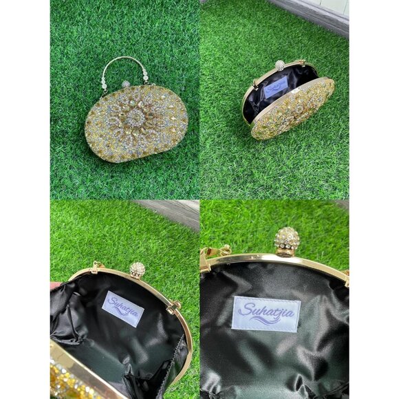 Rhinestone Evening Clutch for Women  Sparkly Crystal Purse for Wedding Party - Picture 6 of 8